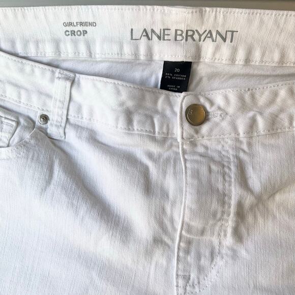 Lane Bryant Women Girlfriend Crop Denim Jeans size 20, White, Floral Embroidered - Picture 9 of 12